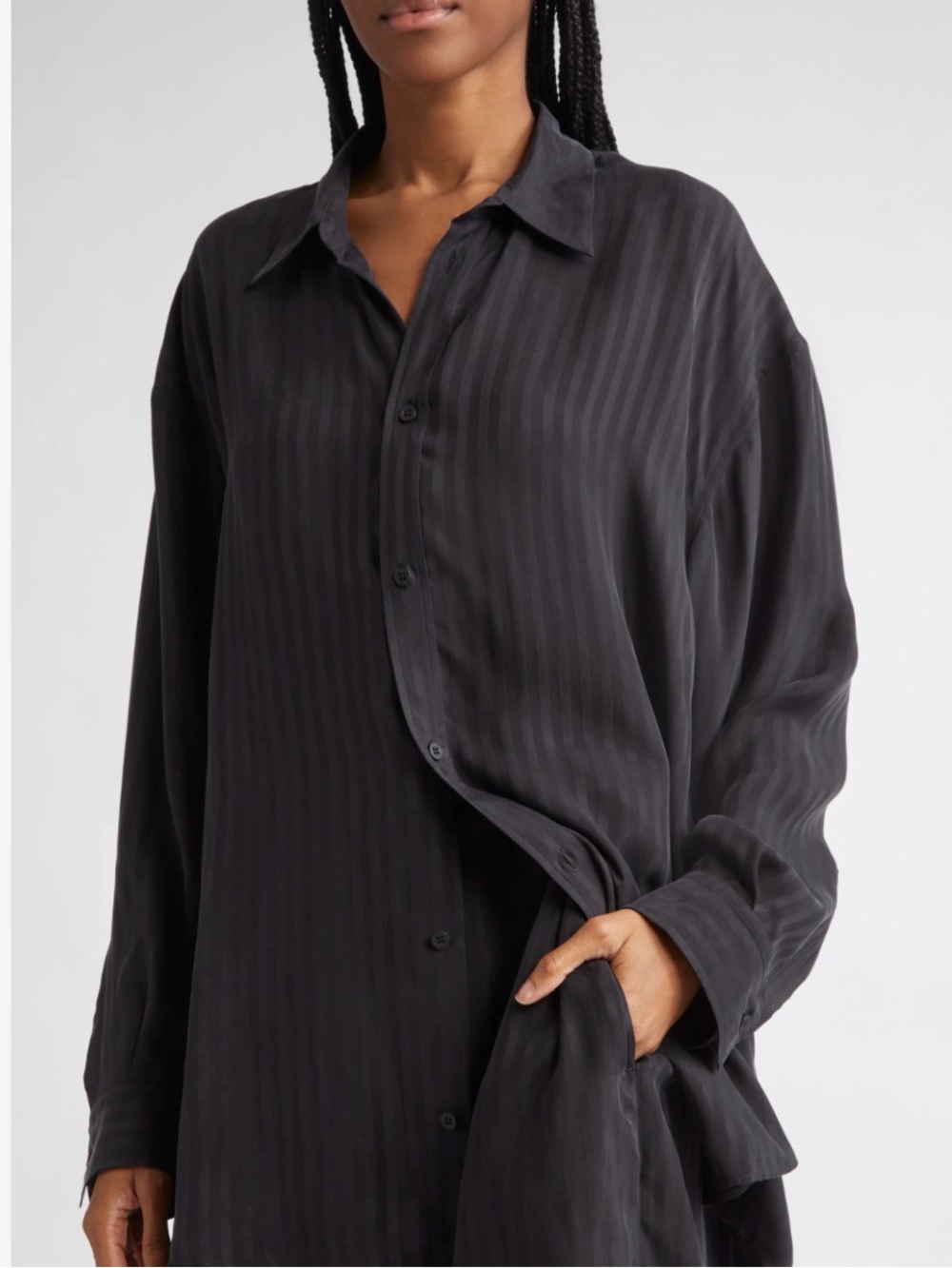Zara sz MBlack Subtle-Stripe Button Down Shirt